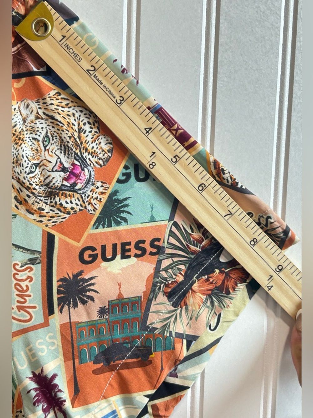 GUESS MEN Tropical Postcard animal print floral Short Sleeve Shirt Size XL. - Picture 15 of 16